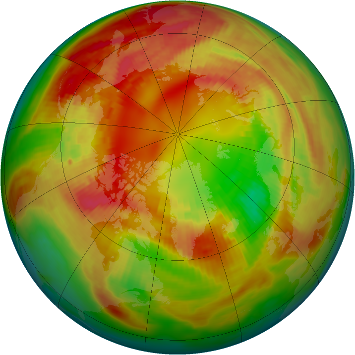 Arctic ozone map for 25 February 1981